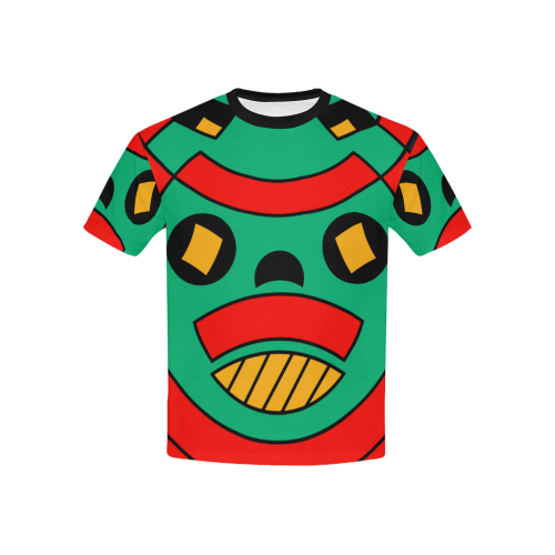 African Scary Tribal Kids' All Over Print T-Shirt with Solid Color Neck (Model T40)