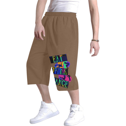 Break Dancing Colorful / Brown Men's All Over Print Baggy Shorts (Model L37)