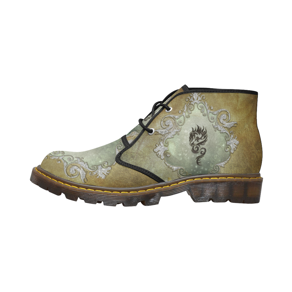 Awesome tribal dragon Men's Canvas Chukka Boots (Model 2402-1)