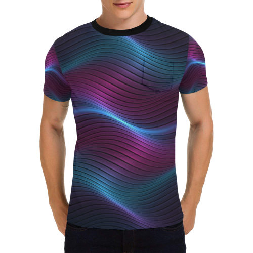 Wavy One Men's All Over Print T-Shirt with Chest Pocket (Model T56)