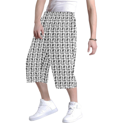 NUMBERS Collection Symbols White Men's All Over Print Baggy Shorts (Model L37)