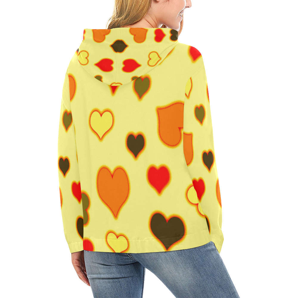Hearts Pattern All Over Print Hoodie for Women (USA Size) (Model H13)