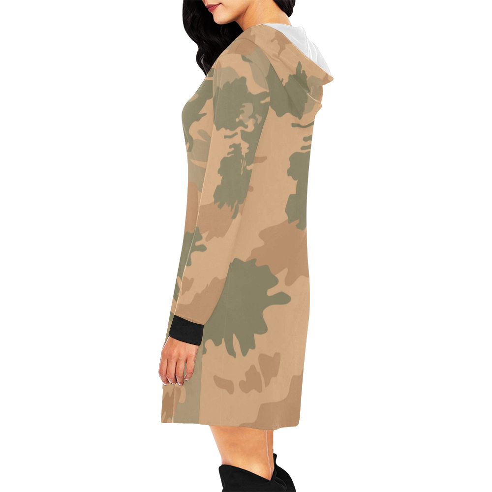 Desert camouflage style All Over Print Hoodie Mini Dress (Model H27)