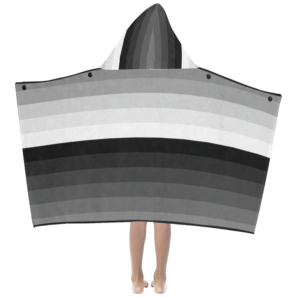 White, black, gray multicolored stripes Kids' Hooded Bath Towels
