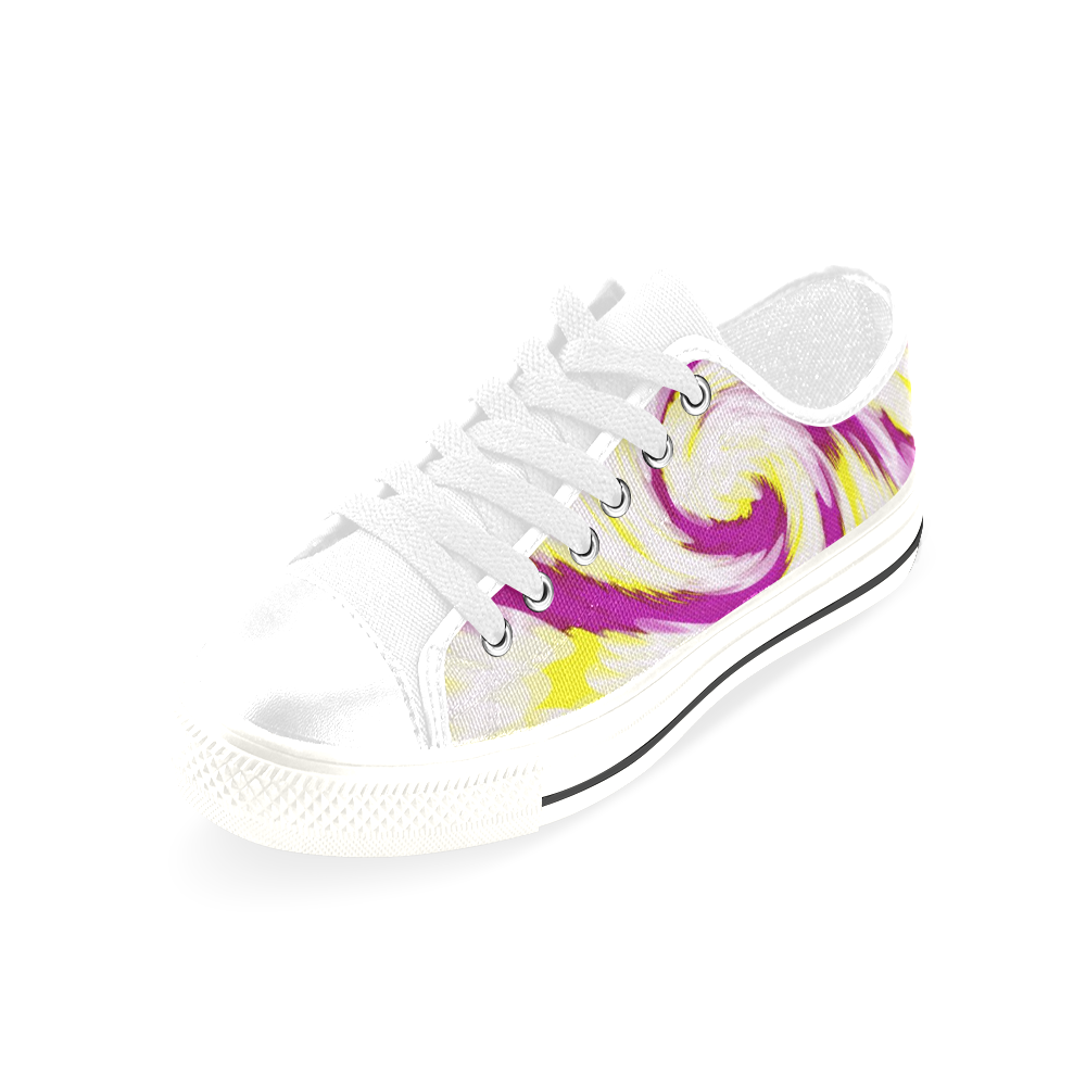 Pink Yellow Tie Dye Swirl Abstract Men's Classic Canvas Shoes/Large Size (Model 018)