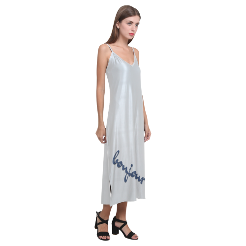 bonjour V-Neck Open Fork Long Dress(Model D18)