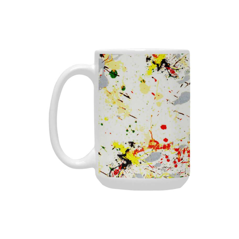 Black, Red, Yellow Paint Splatter Custom Ceramic Mug (15OZ)
