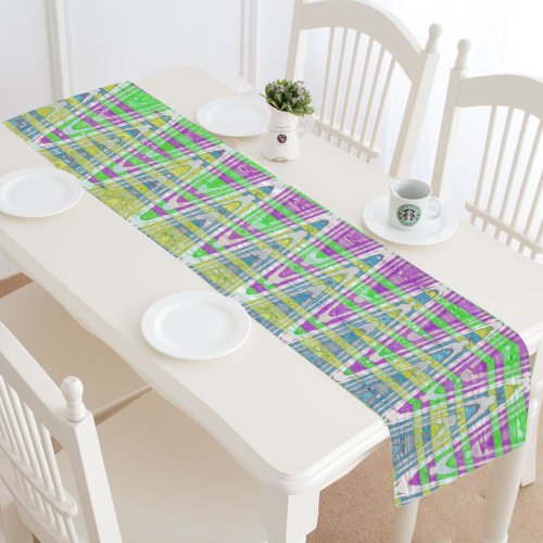 Colorful Pastel Zigzag Waves Pattern Table Runner 14x72 inch