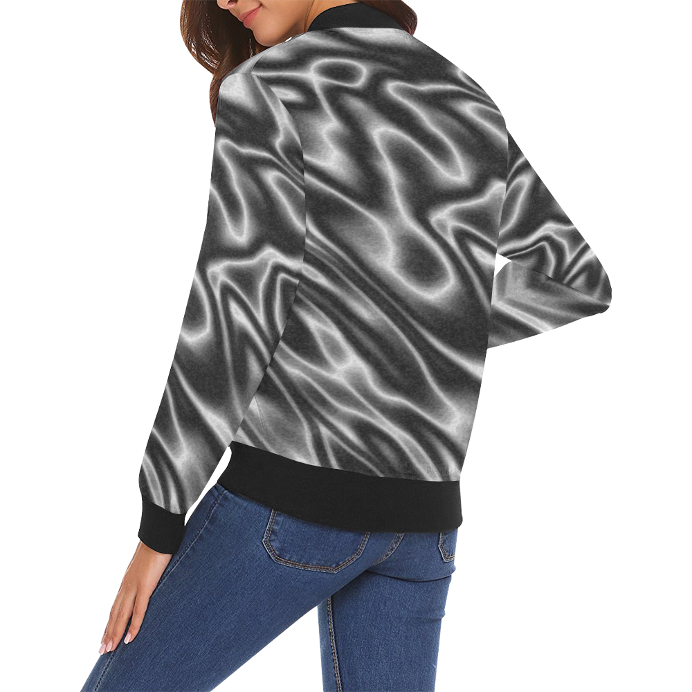 SMOKE by Pattern Art Originals All Over Print Bomber Jacket for Women (Model H19)