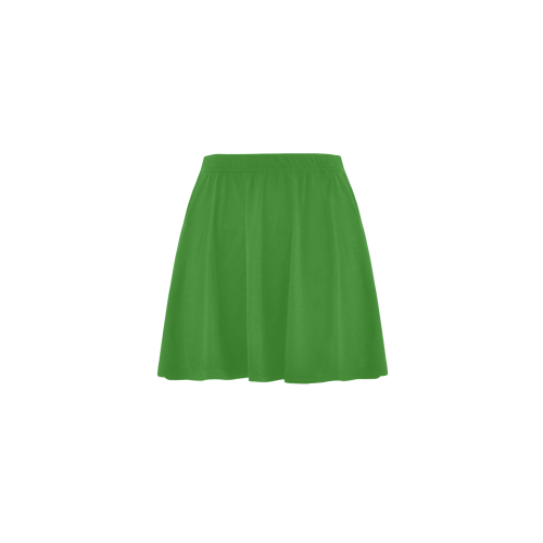 Solid Garden Green Mini Skating Skirt (Model D36)