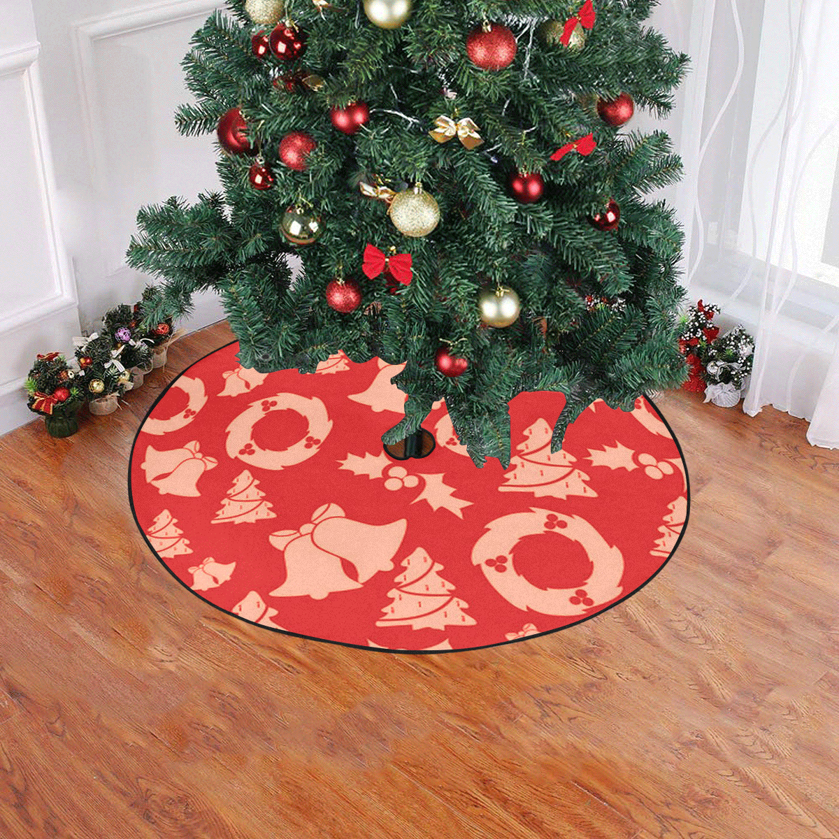 Christmas Pattern red Christmas Tree Skirt 47" x 47"