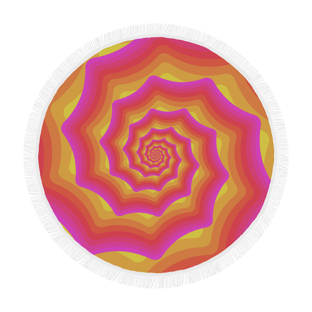 Pink yellow spiral Circular Beach Shawl 59"x 59"
