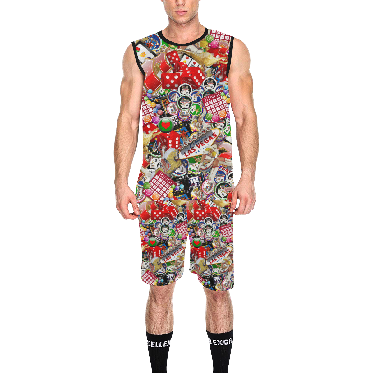 Gamblers Delight - Las Vegas Icons All Over Print Basketball Uniform