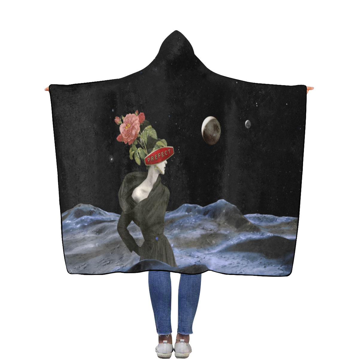 Moon Prefect Flannel Hooded Blanket 56''x80''