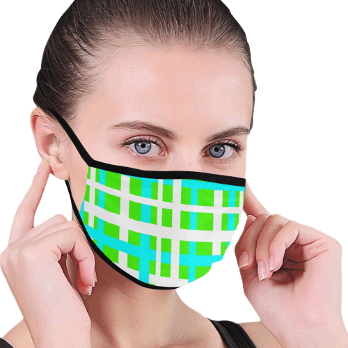 Green & Aqua Interlocking Stripes Mouth Mask