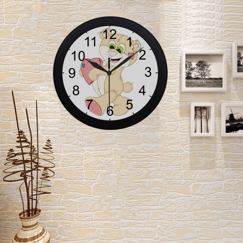 Patchwork Heart Teddy Circular Plastic Wall clock