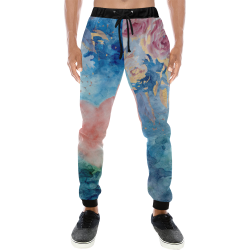 Heart and flowers - Pink and Blue Men's All Over Print Sweatpants/Large Size (Model L11)