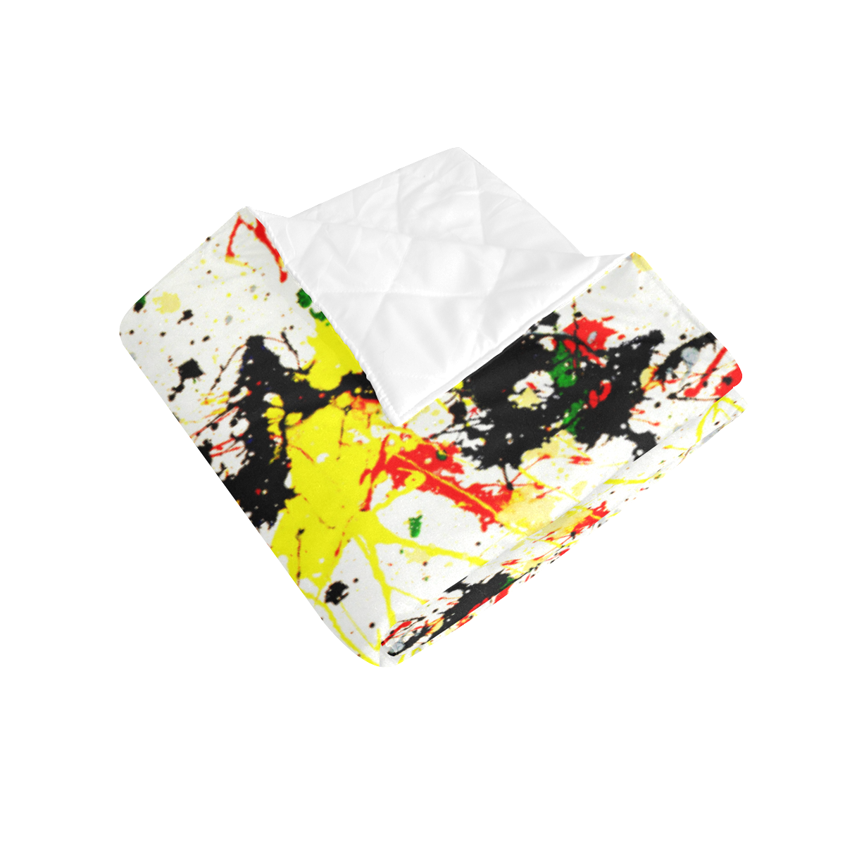 Black, Red, Yellow Paint Splatter Quilt 40"x50"
