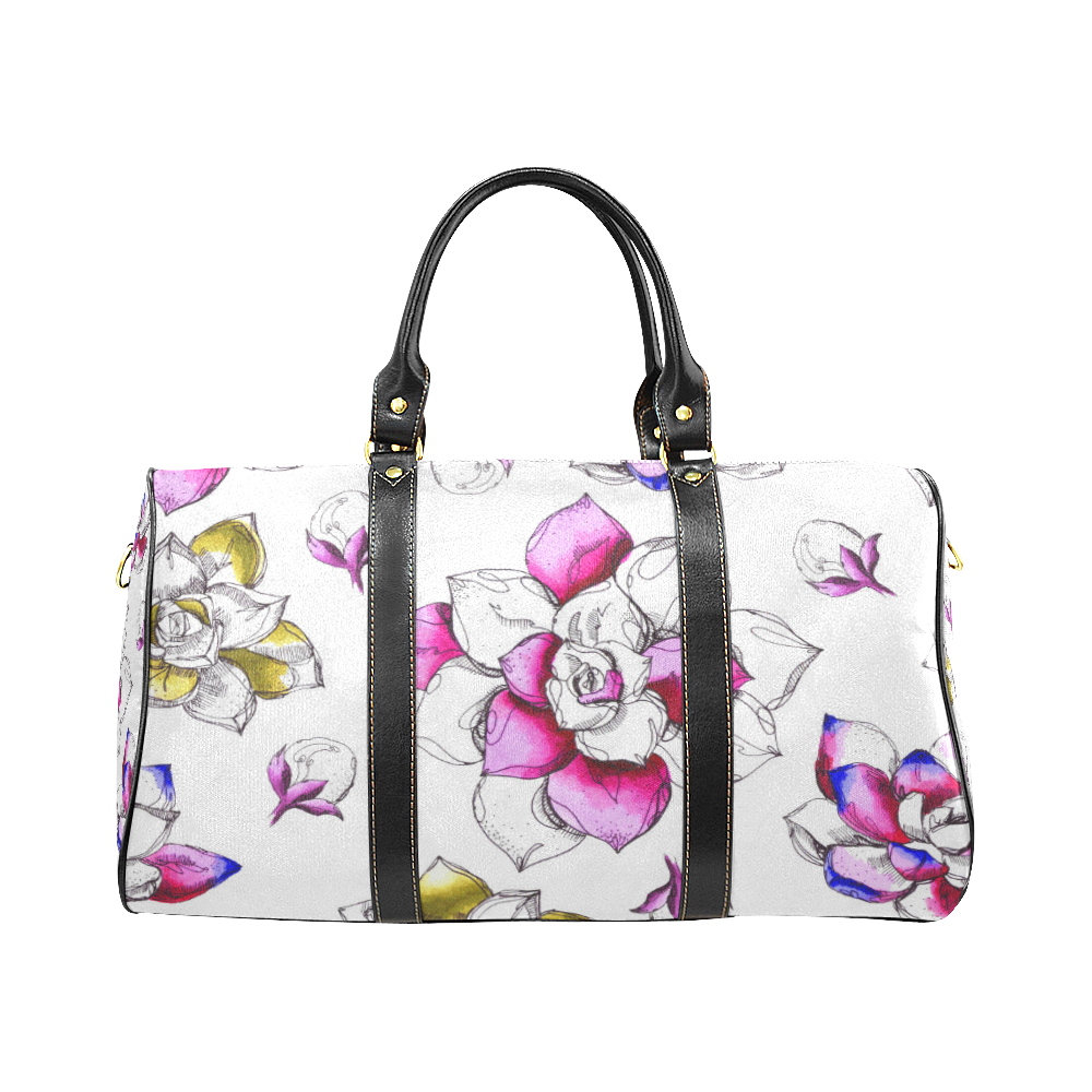 floral pink New Waterproof Travel Bag/Small (Model 1639)