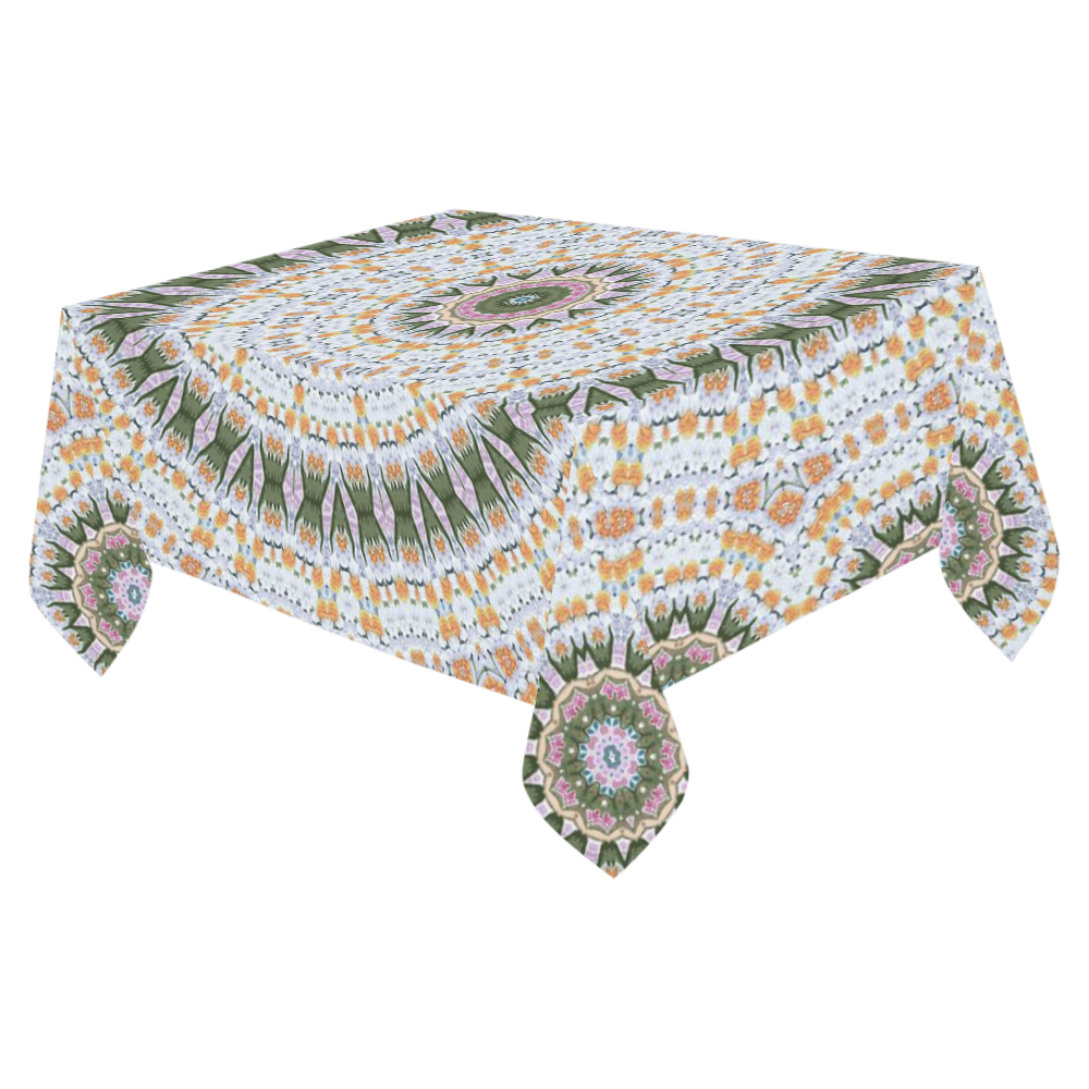 Peace Mandala Cotton Linen Tablecloth 52"x 70"