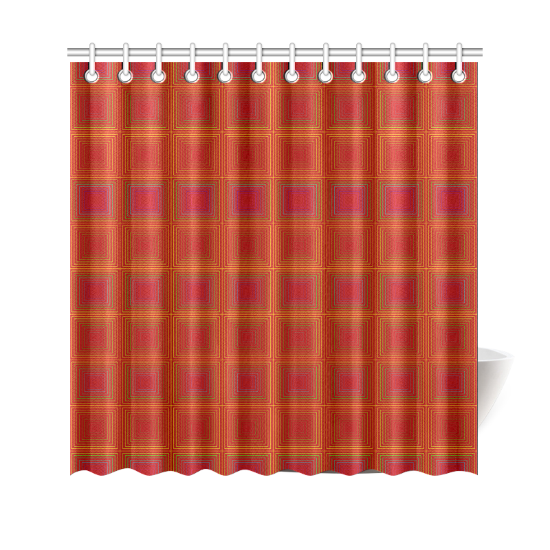 Red orange golden multicolored multiple squares Shower Curtain 69"x70"