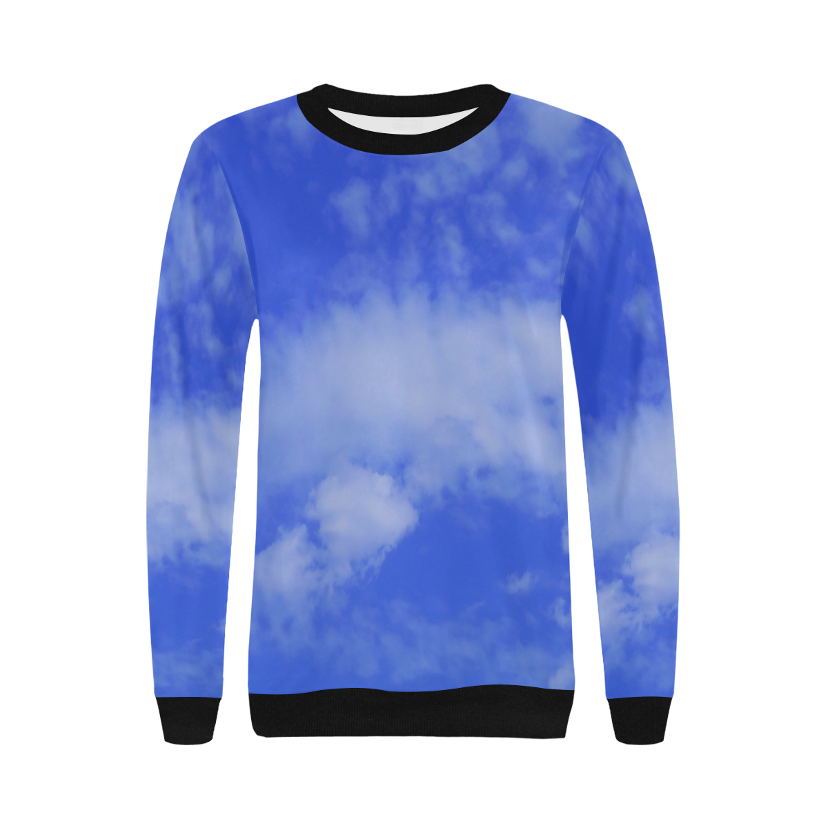 Blue Clouds Women's Rib Cuff Crew Neck Sweatshirt (Model H34)
