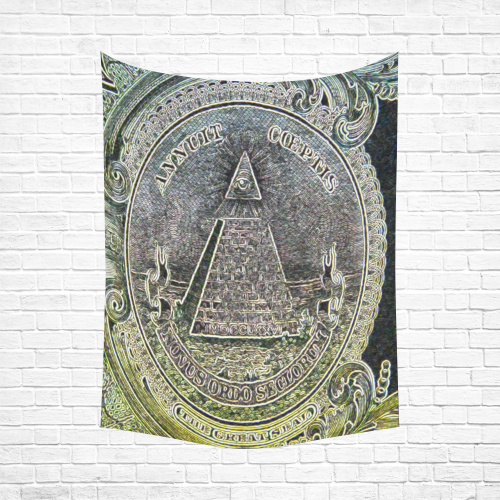 Illuminati Pyramid Symbol Black Light Cotton Linen Wall Tapestry 60"x 80"