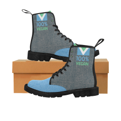 100% VEGAN BLUE Martin Boots for Women (Black) (Model 1203H)