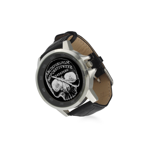 ouijaskullinvert Unisex Stainless Steel Leather Strap Watch(Model 202)