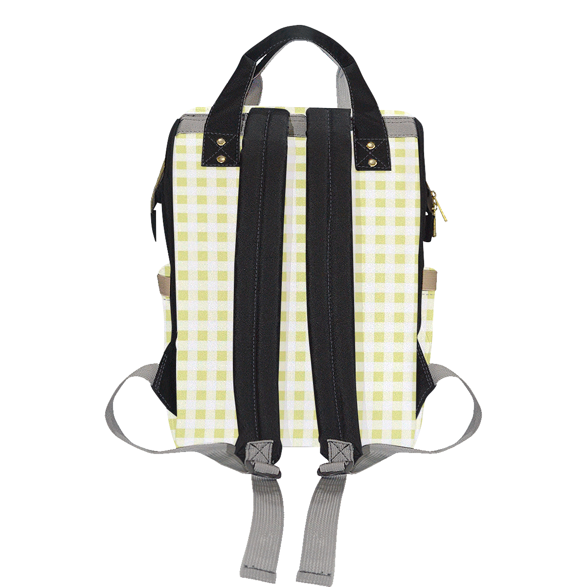 Pale Yellow Gingham Multi-Function Diaper Backpack/Diaper Bag (Model 1688)