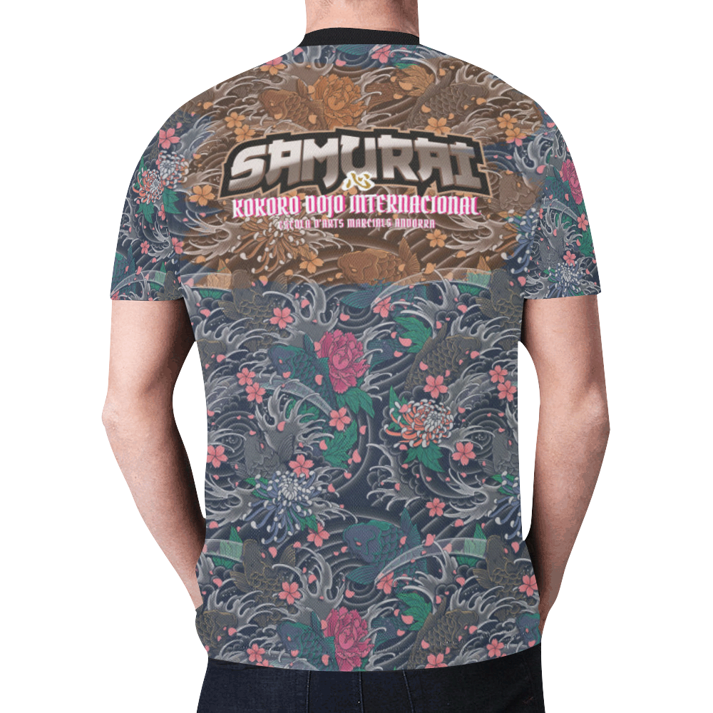 Samurái, Peces Koi, Sakura y flores. New All Over Print T-shirt for Men (Model T45)