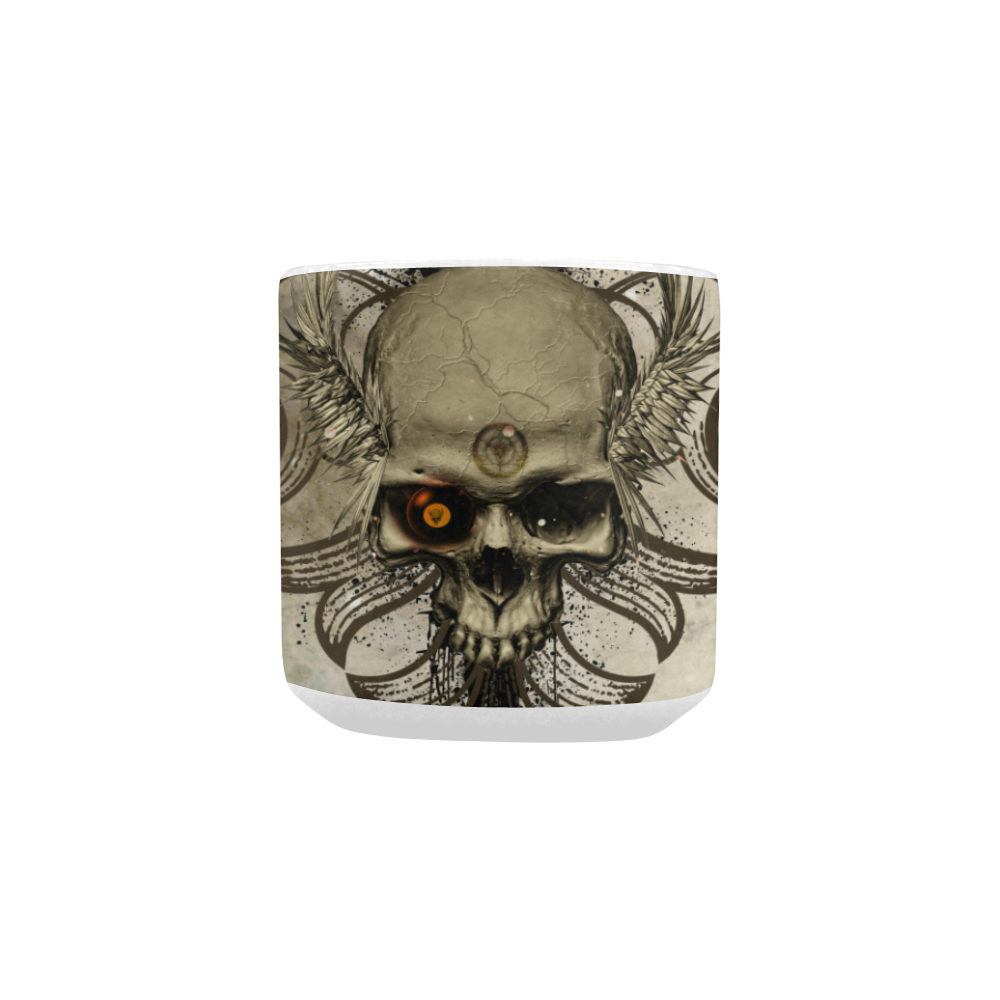 Creepy skull, vintage background Heart-shaped Morphing Mug