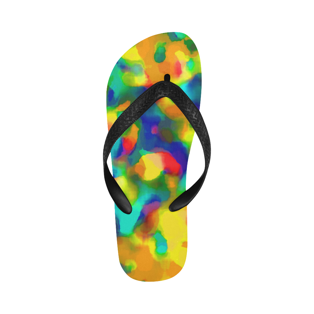 Colorful watercolors texture Flip Flops for Men/Women (Model 040)