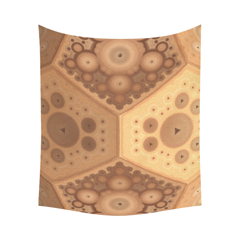 3-D Fractal in Earth Tones Cotton Linen Wall Tapestry 60"x 51"