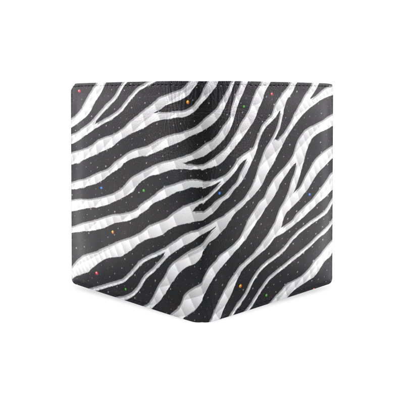 Ripped SpaceTime Stripes - White Men's Leather Wallet (Model 1612)