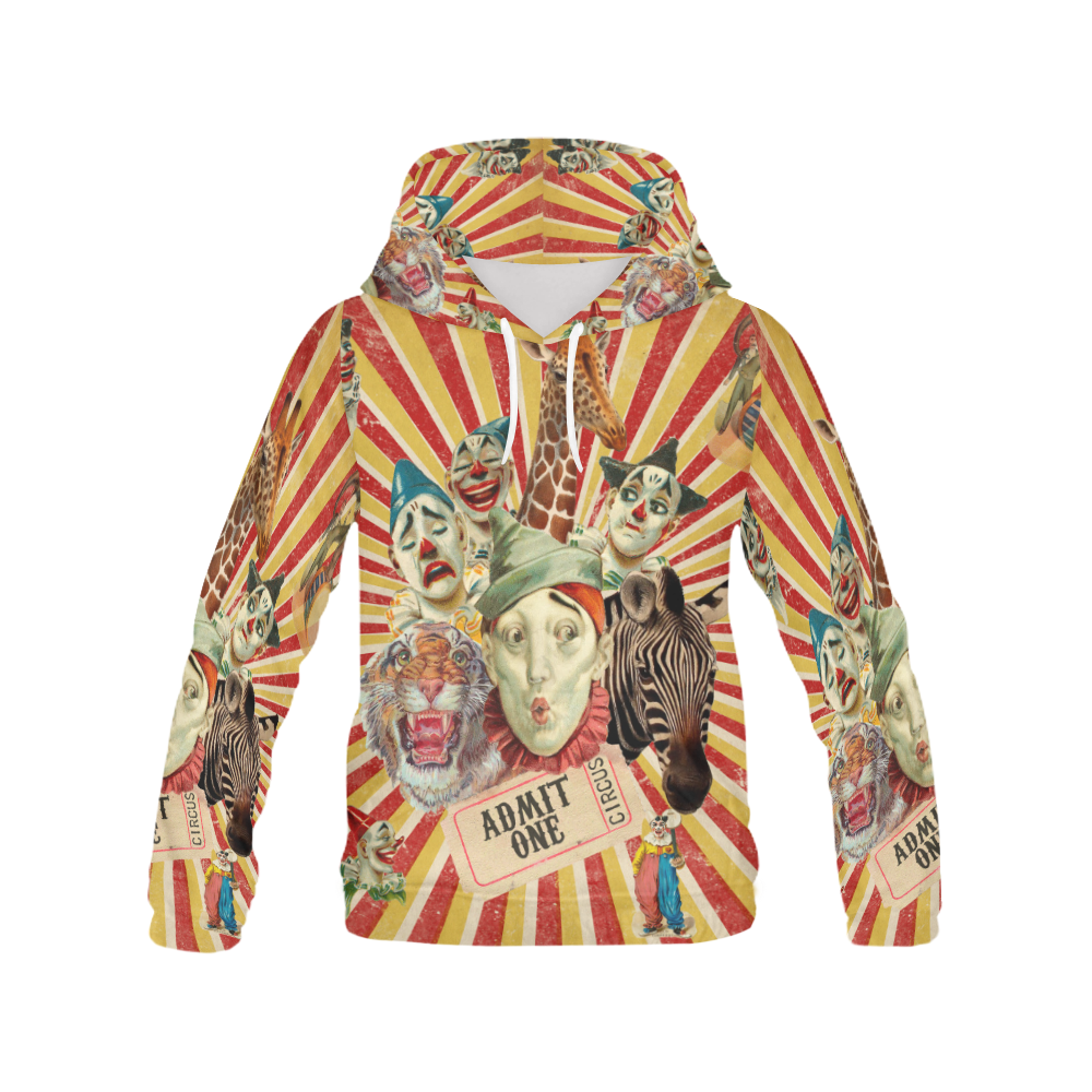Funny Vintage Circus Clowns All Over Print Hoodie for Men (USA Size) (Model H13)