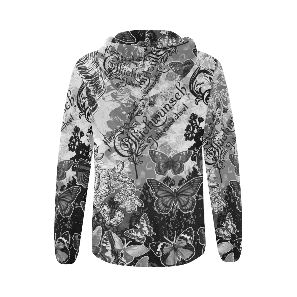 Lady and butterflies All Over Print Full Zip Hoodie for Women (Model H14)