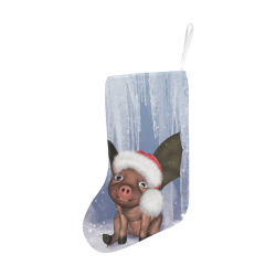 Christmas, cute little piglet with christmas hat Christmas Stocking (Without Folded Top)