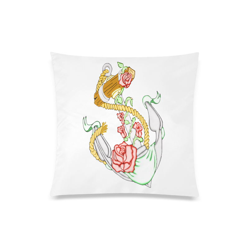 Anchor With Roses Custom Zippered Pillow Case 20"x20"(One Side)