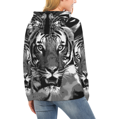 TIGER 15 All Over Print Hoodie for Women (USA Size) (Model H13)