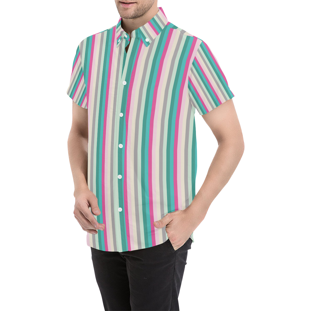 Fun Stripes 1 Men's All Over Print Short Sleeve Shirt (Model T53)