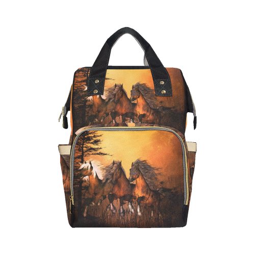 Running horses Multi-Function Diaper Backpack/Diaper Bag (Model 1688)