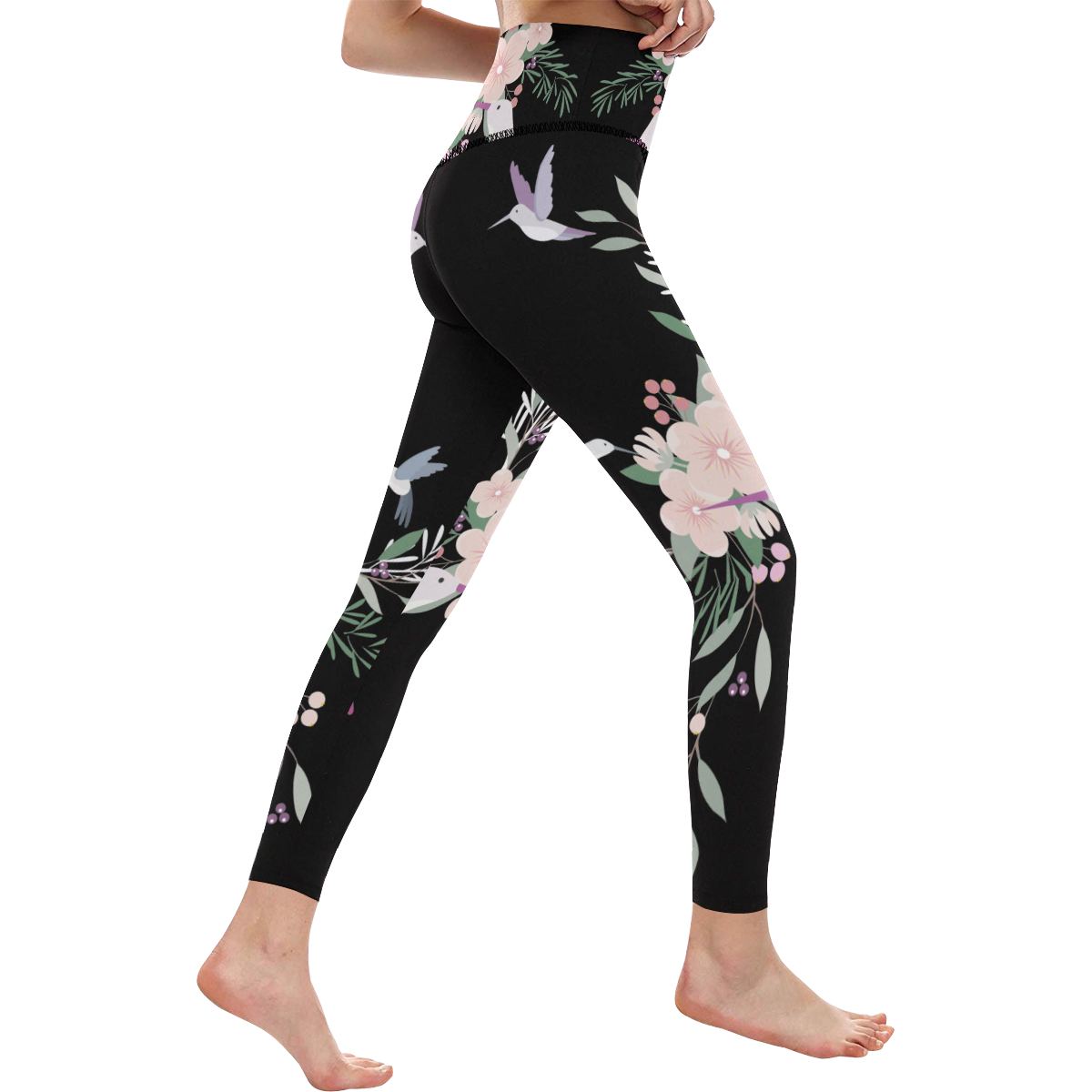 Nature Animals - The Spring Of Hummingbirds Women's All Over Print High-Waisted Leggings (Model L36)