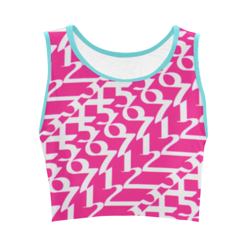 NUMBERS Collection 1234567  Pink/Teal/White Women's Crop Top (Model T42)
