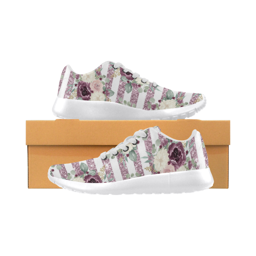 Floral Flower, Plum Watercolor Women’s Running Shoes (Model 020)