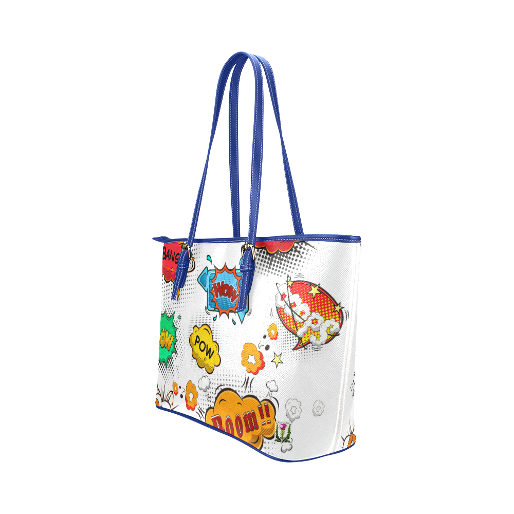 Fairlings Delight's Pop Art Collection- Comic Bubbles 53086t3 Leather Tote Bag/Small (Model 1651)