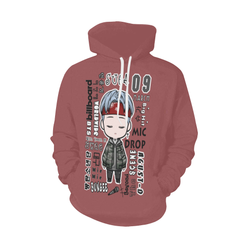 SUGA BTS - Mic drop chibi All Over Print Hoodie for Men/Large Size (USA Size) (Model H13)
