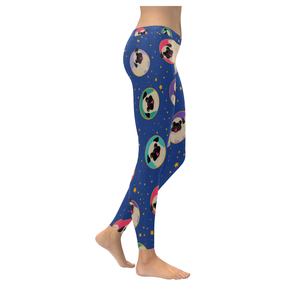 Pugs in Circles Women's Low Rise Leggings (Invisible Stitch) (Model L05)