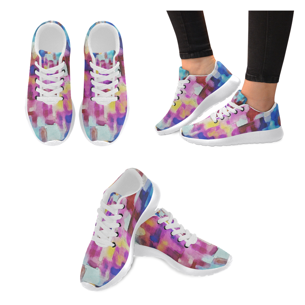 Blue pink watercolors Women’s Running Shoes (Model 020)