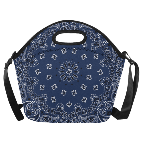 blue bandanna Neoprene Lunch Bag/Large (Model 1669)